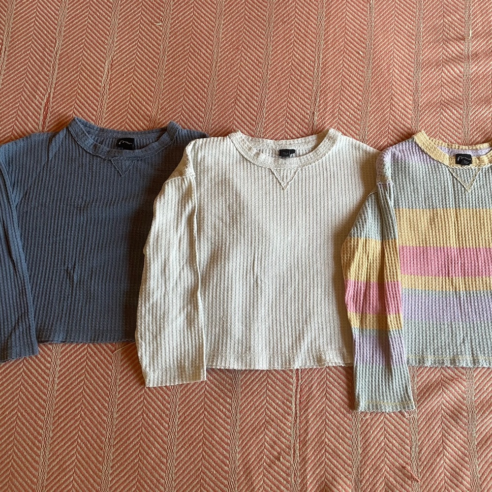 Art Class Girls Thermal Waffle Knit Long Sleeved T-shirts